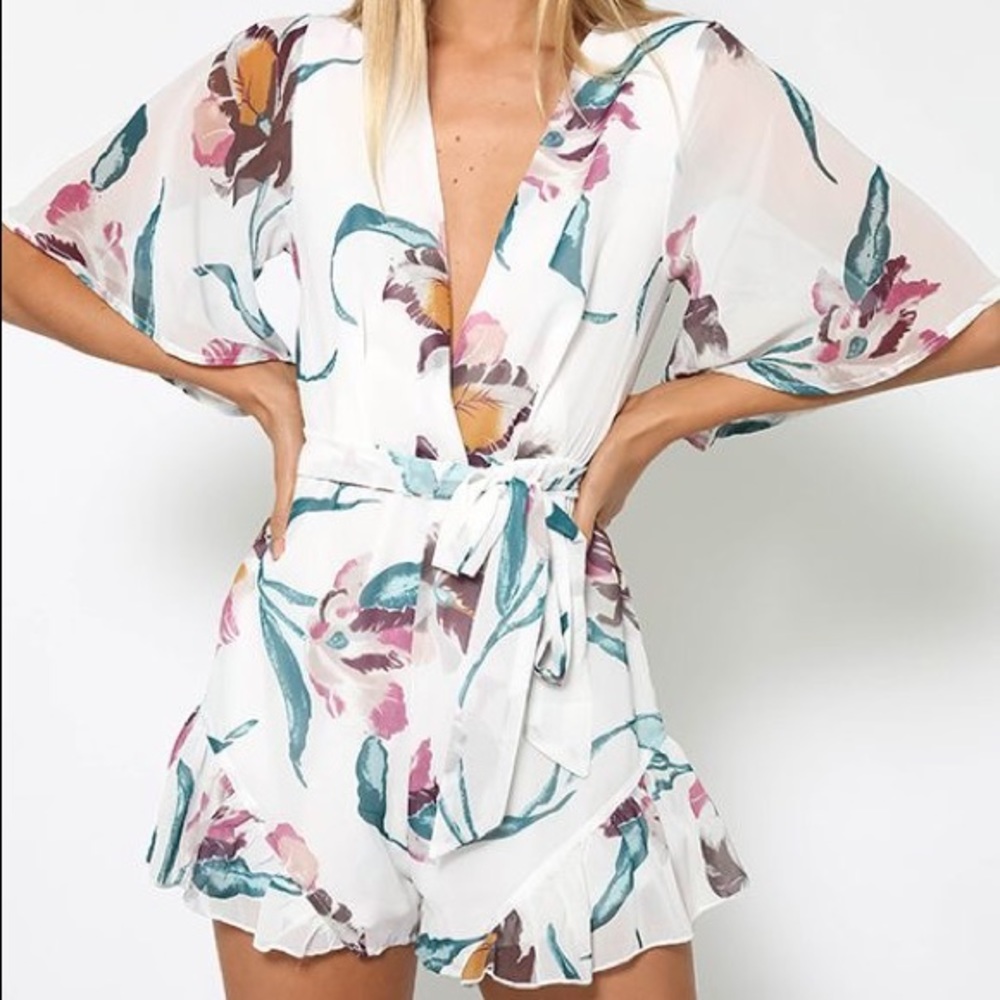 White Floral Romper